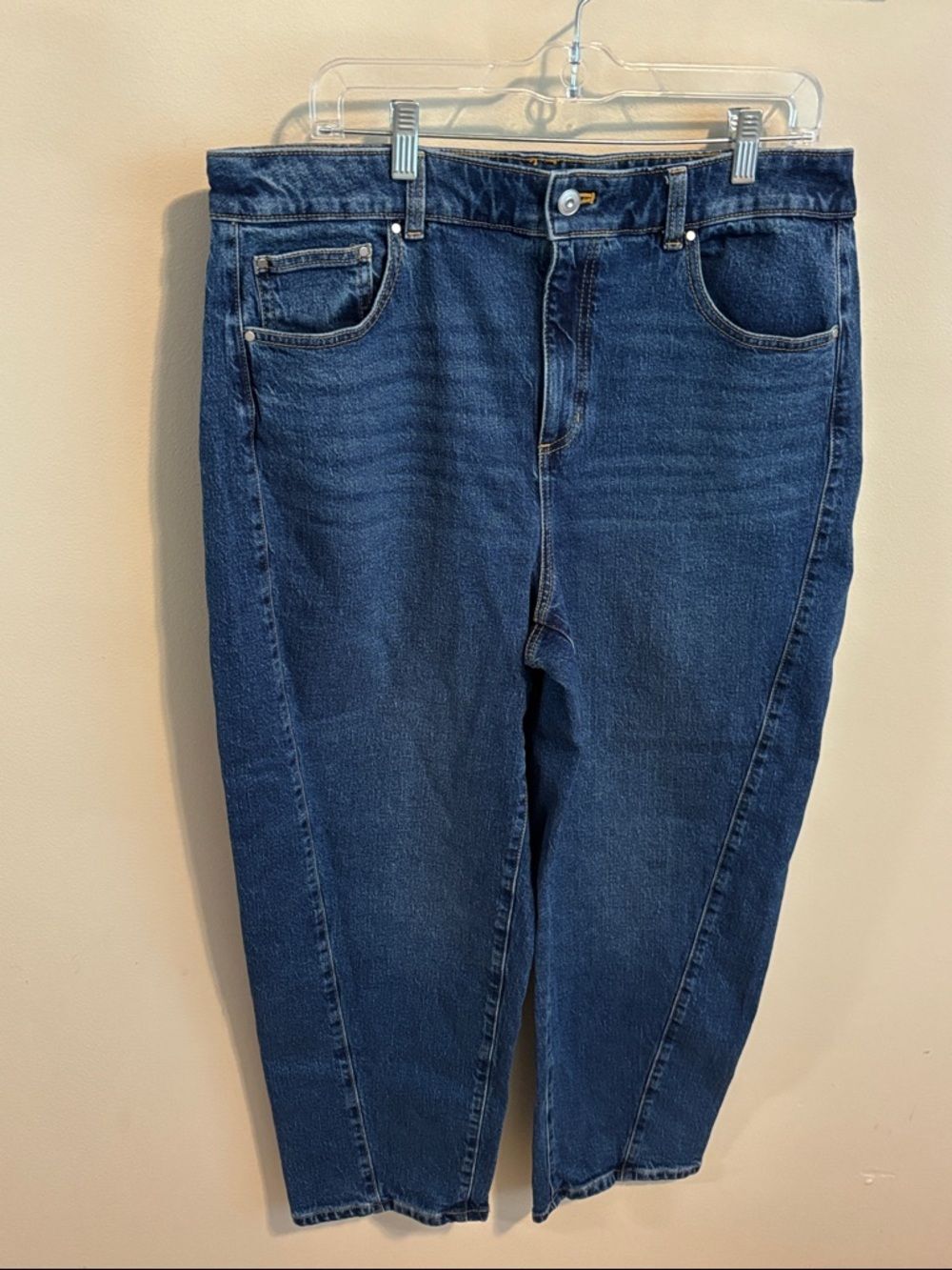 Talbots Relaxed Barrel Jeans Size 14 Womens Medium Wash Stretch Cotton Denim